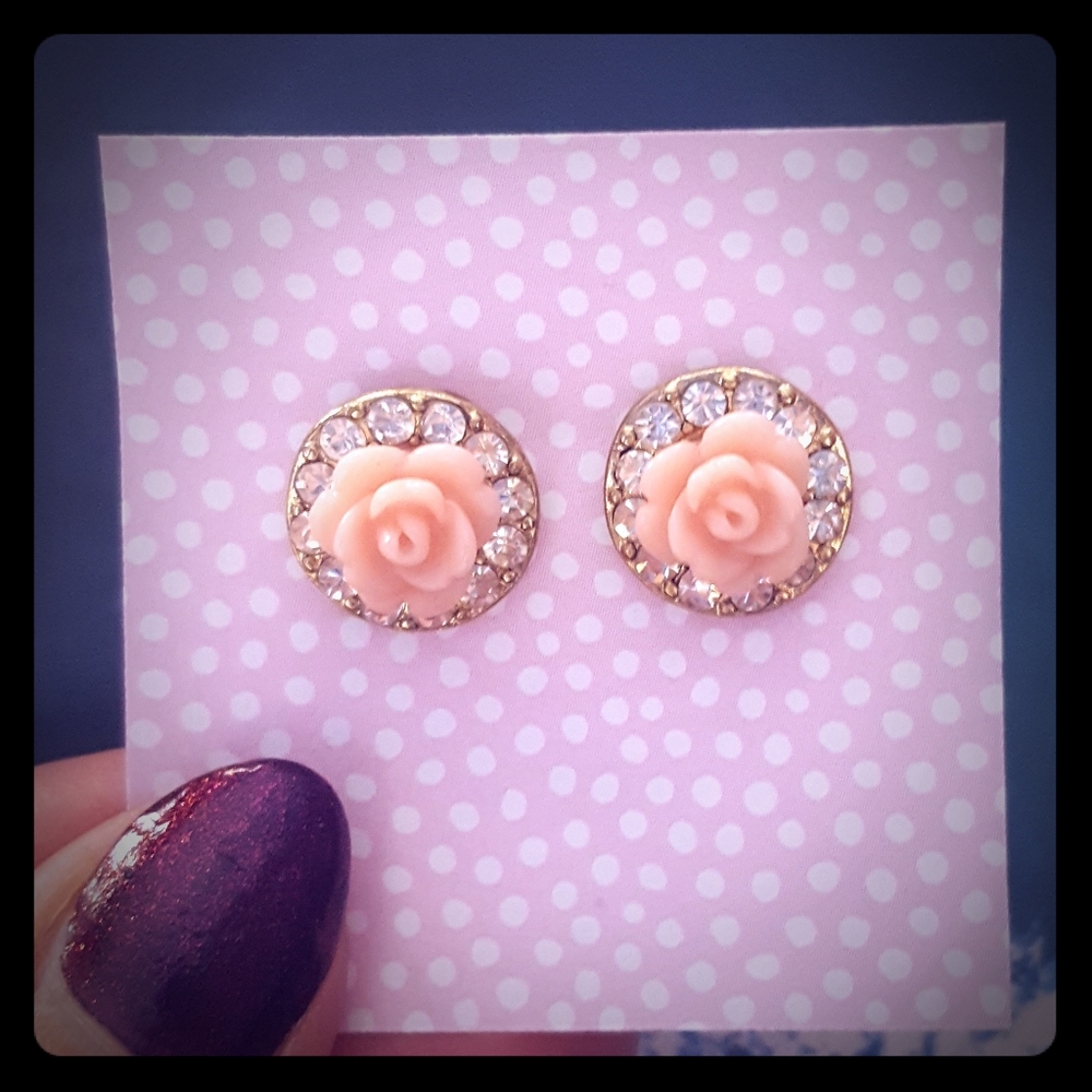 2/$15 Pink rosette stud earrings